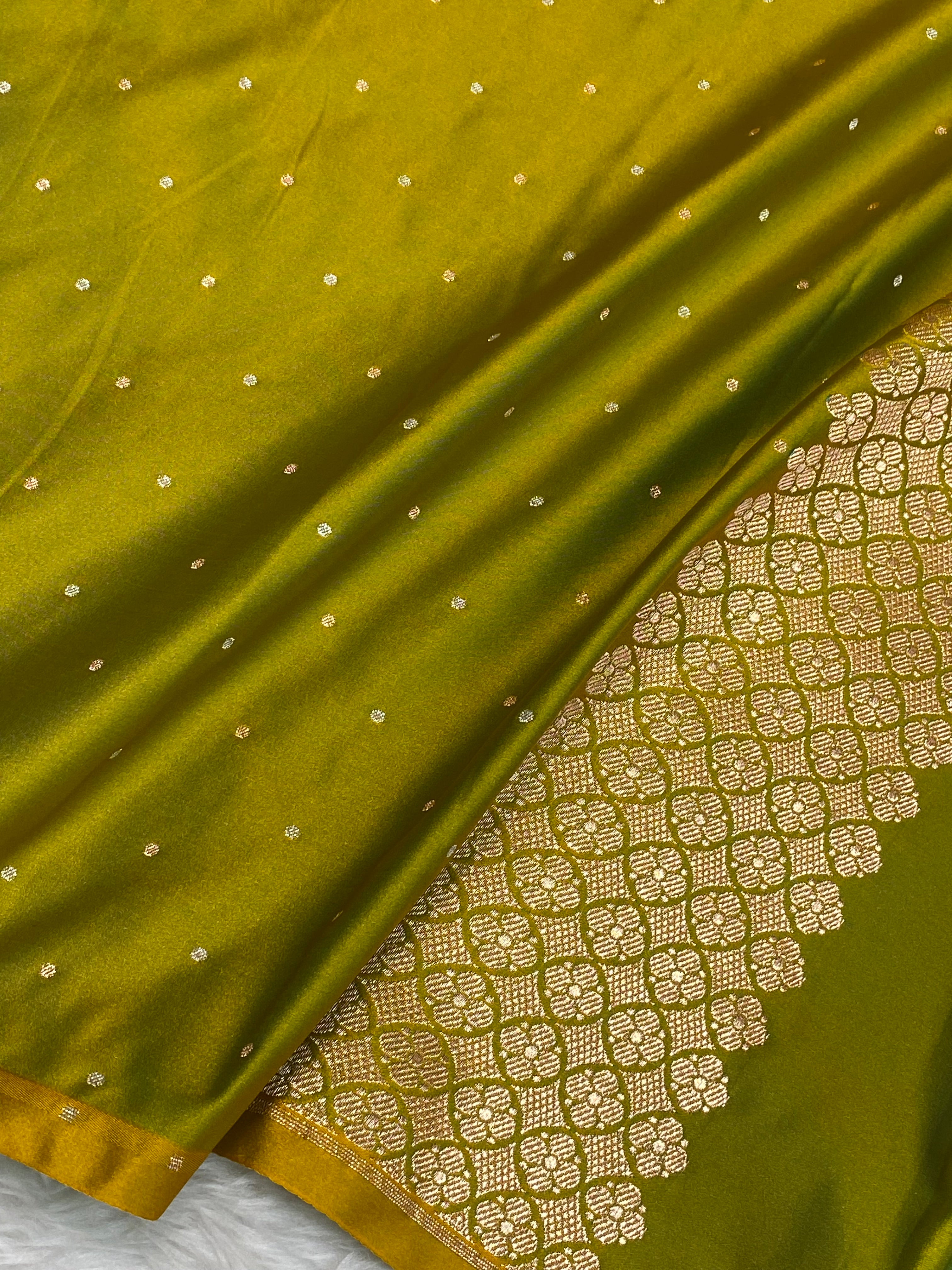 Lime  colour mashru silk banarasi saree