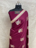 Wine mashru silk banarasi saree