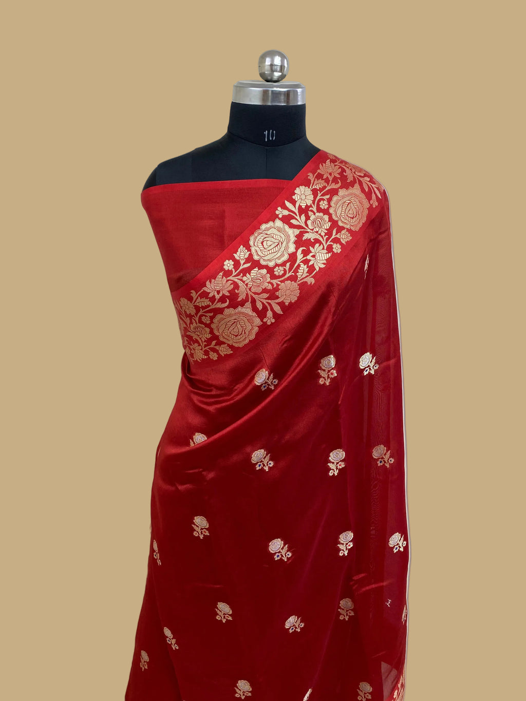 100% Pure Red Viscose Banarasi saree