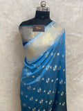 Viscose Raw mango jerman blue Banarasi saree