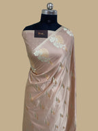 Lite peach mashru silk banarasi saree