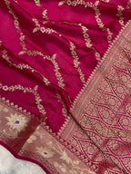 Rani semi Raw Mango silk Banarasi saree