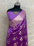 Purple  colour 100% pure cotton Banarasi saree