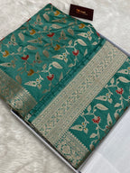 Sea Green Mashru Silk Banarasi Saree