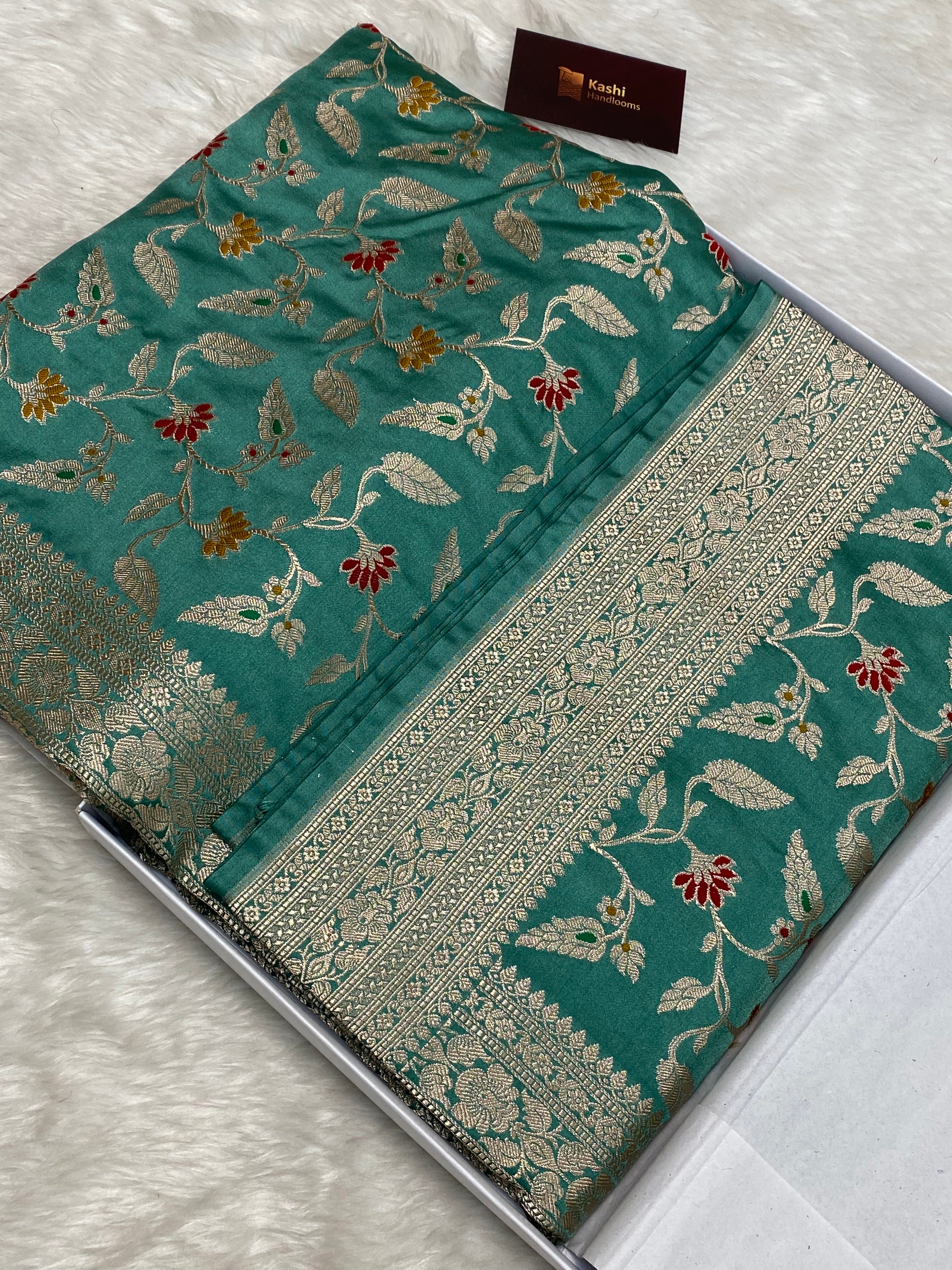 Sea Green Mashru Silk Banarasi Saree