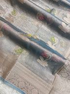 Soft grey tissue silk Banarasi saree