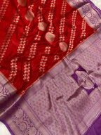 Red crepe Silk Banarasi Saree