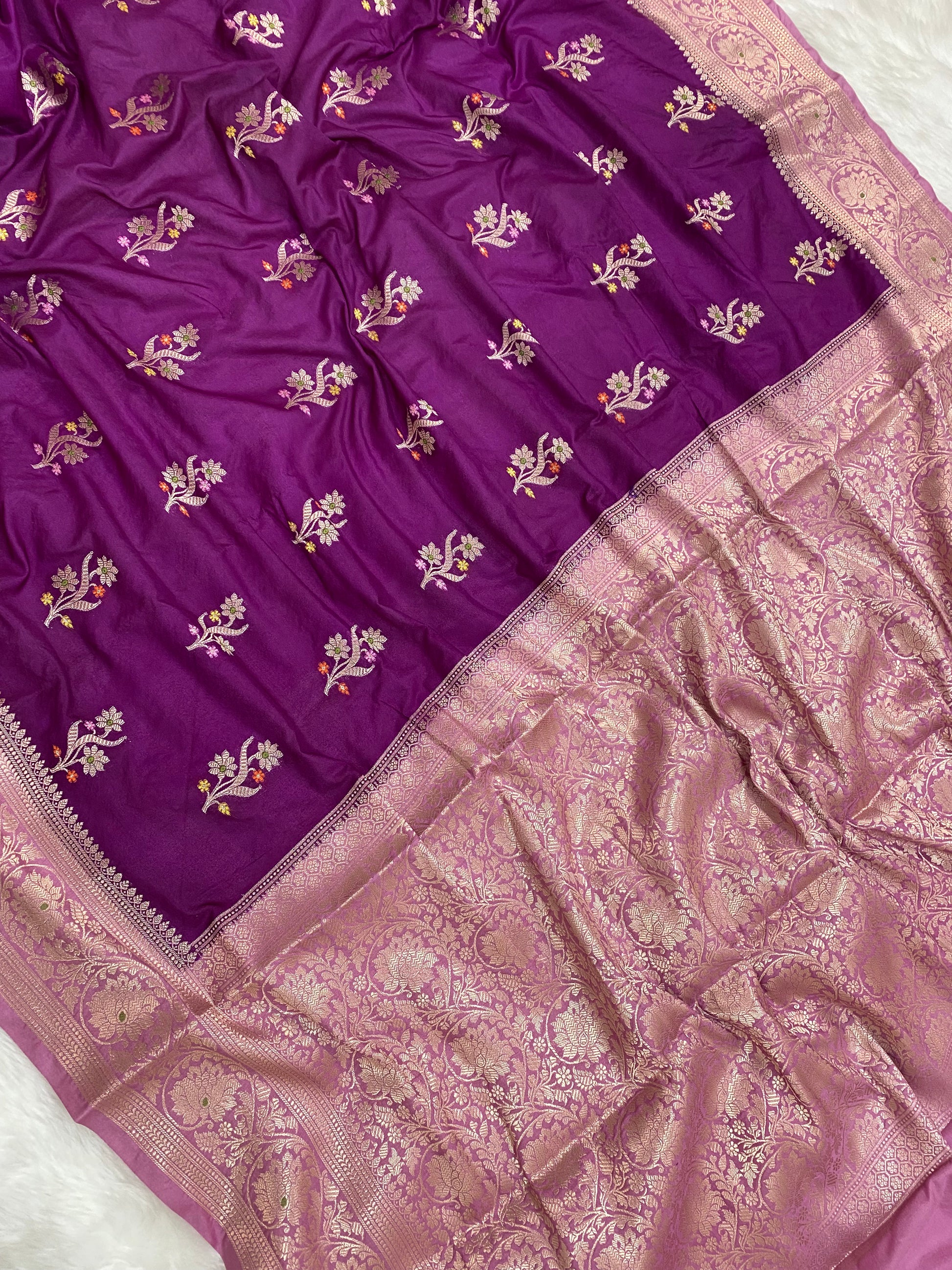 Magenta Katan Silk Banarasi Saree