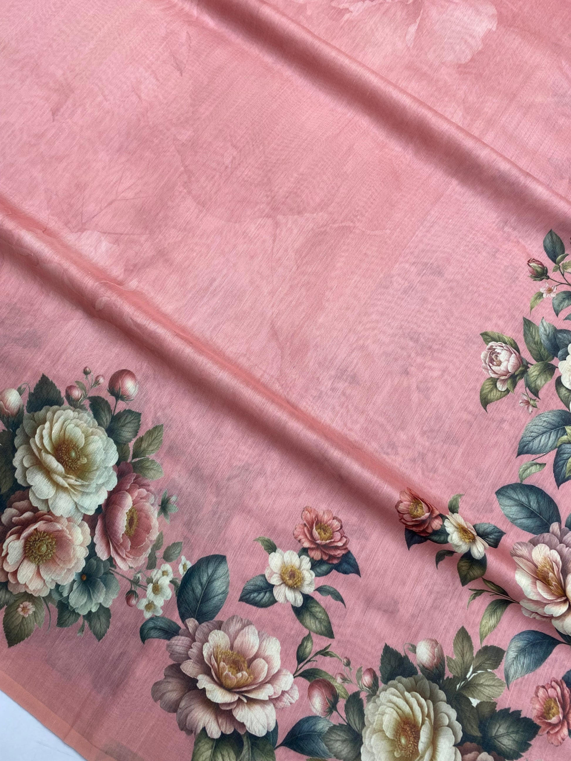 Pink Cotton Banarasi with Digital Print Saree