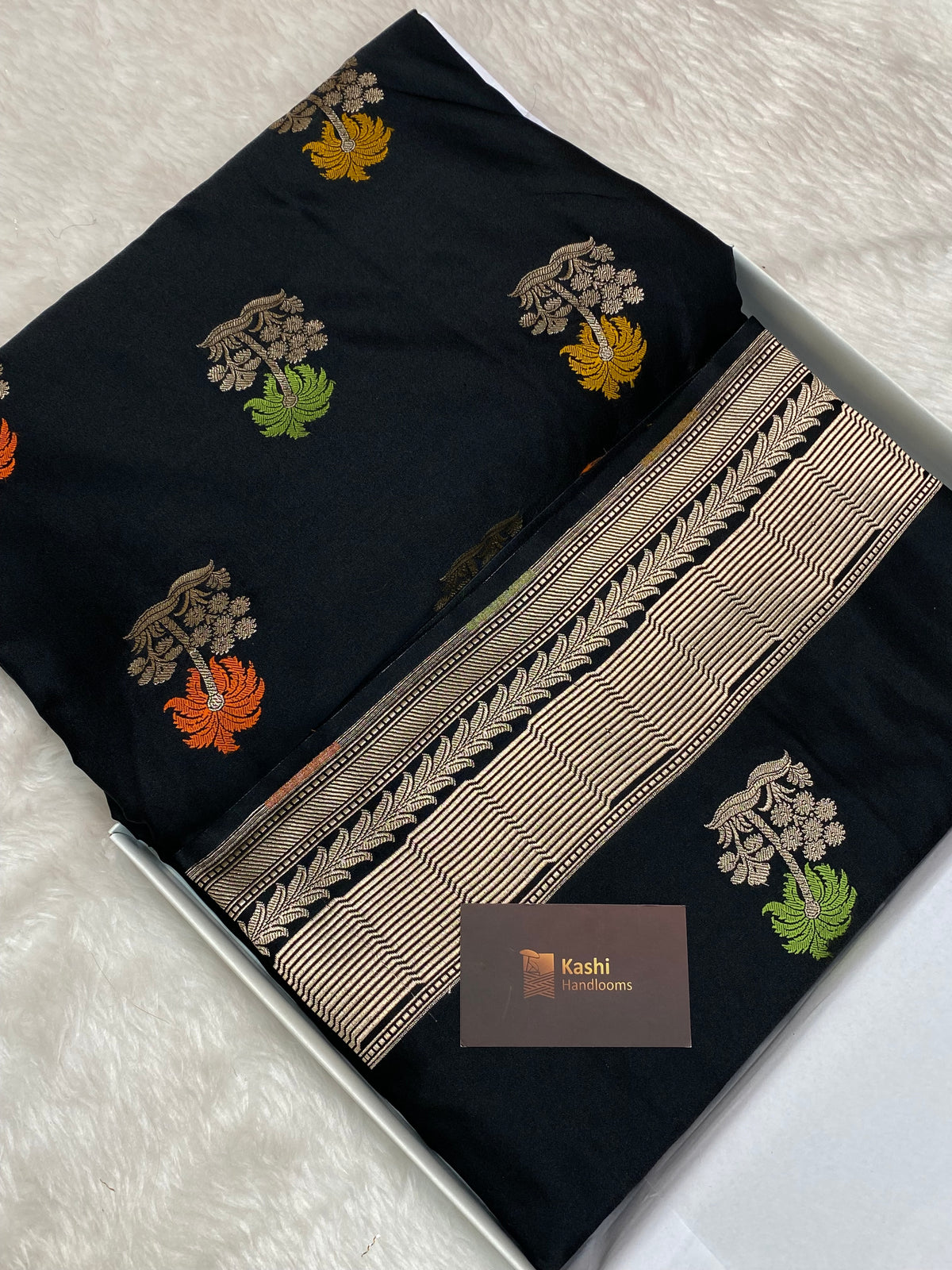Black colour mashru silk banarasi saree