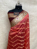 Peach semi Raw mango Banarasi saree