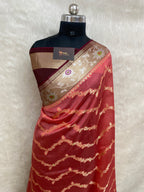 Peach semi Raw mango Banarasi saree