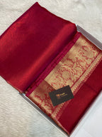 Red dhoop chaw tissue banarasi silk saree