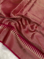 Rani semi Raw Mango  Banarasi Saree