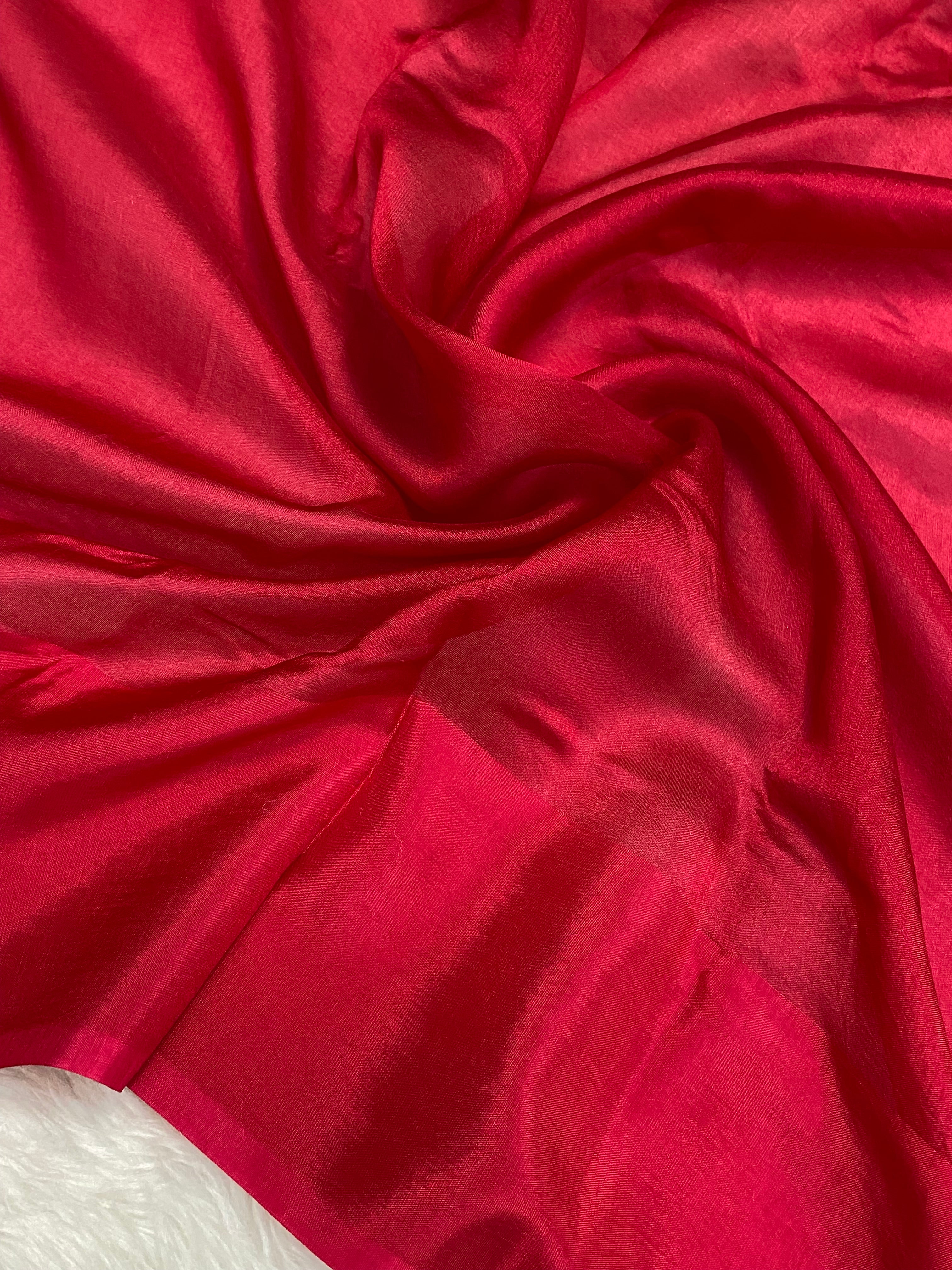 100% pure viscose Cherry Rani color Banarasi Saree