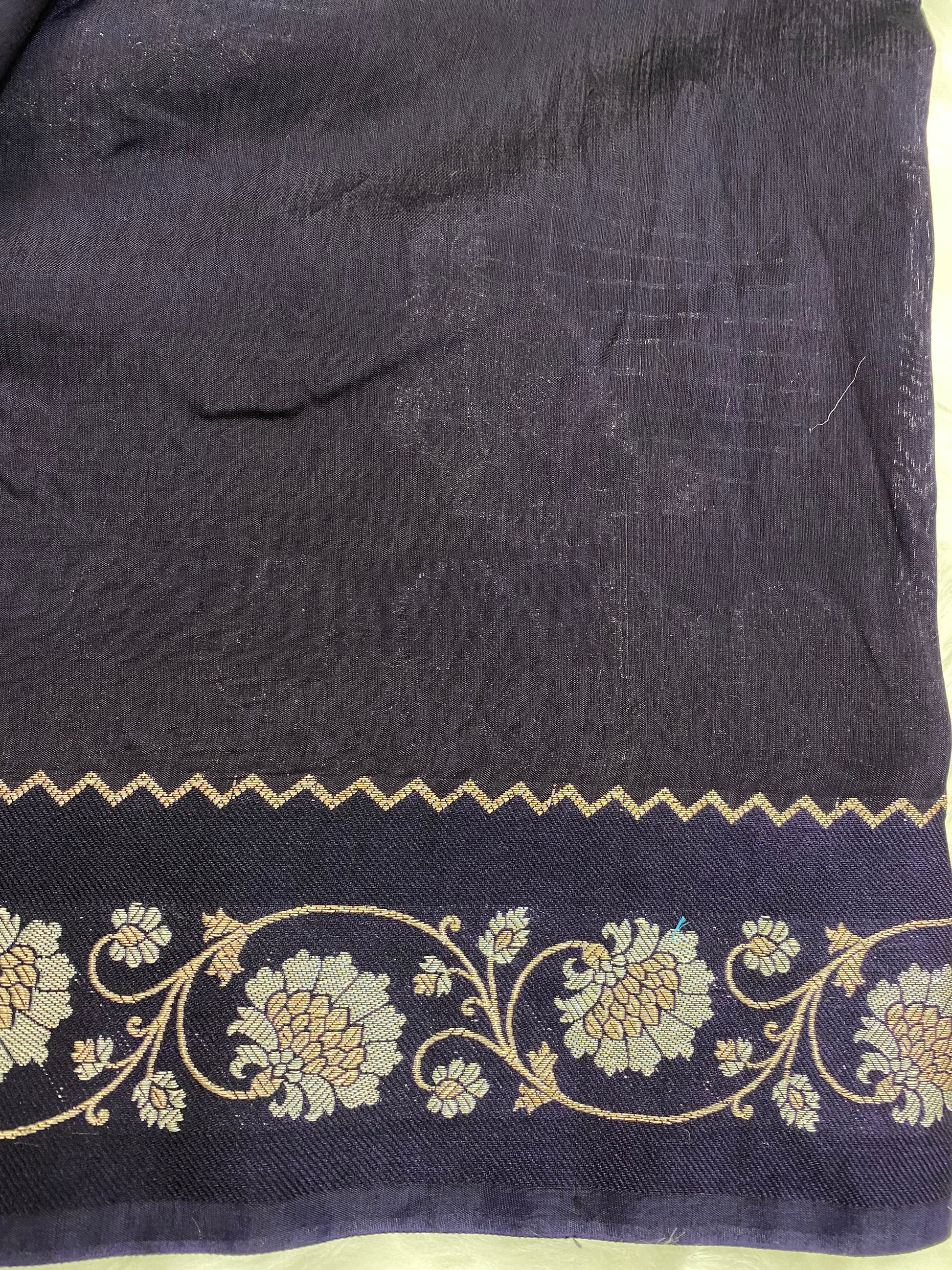 Navy Blue Viscose Banarasi Saree