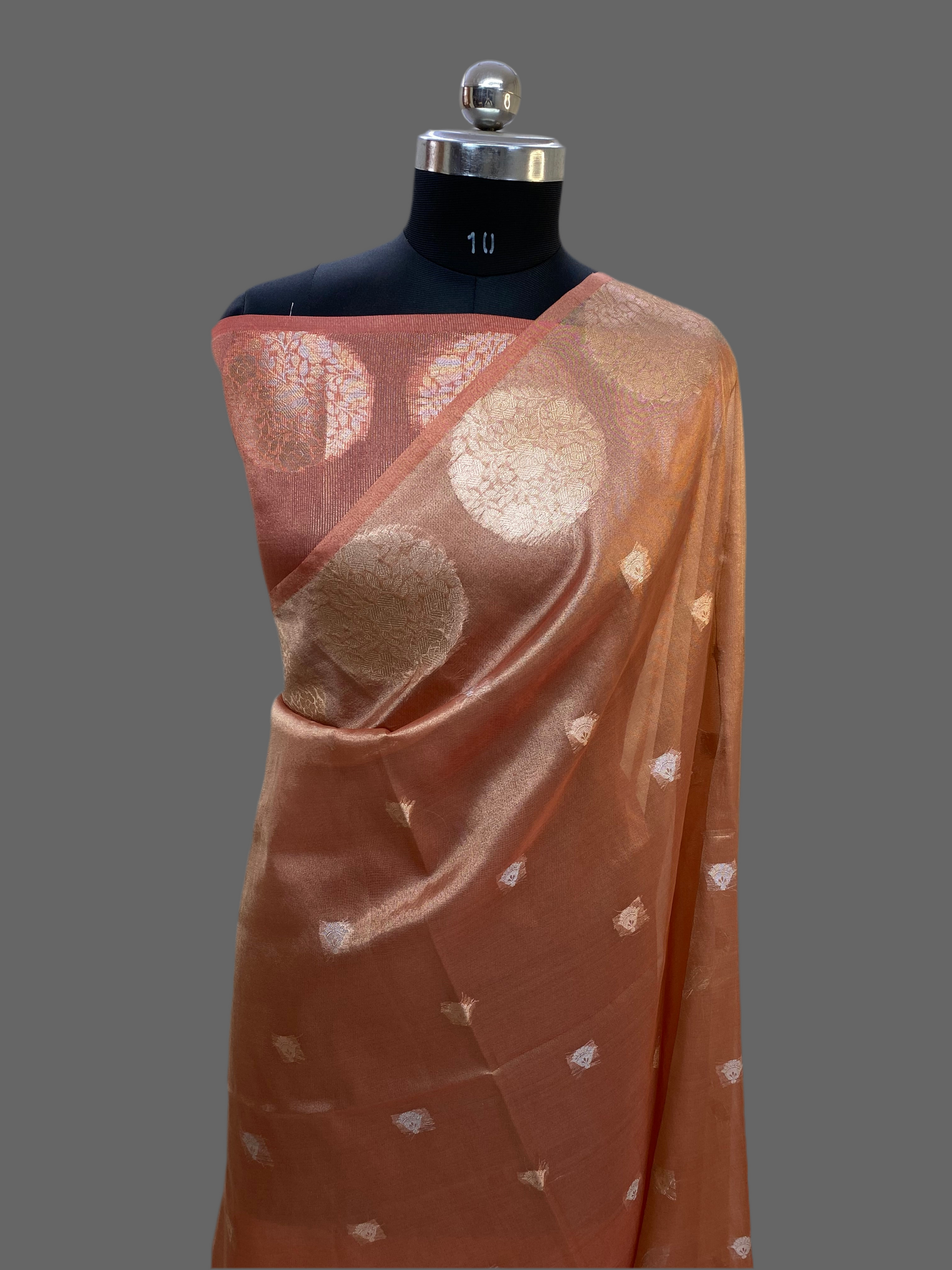 Peach Tissue Silk Banarasi Saree