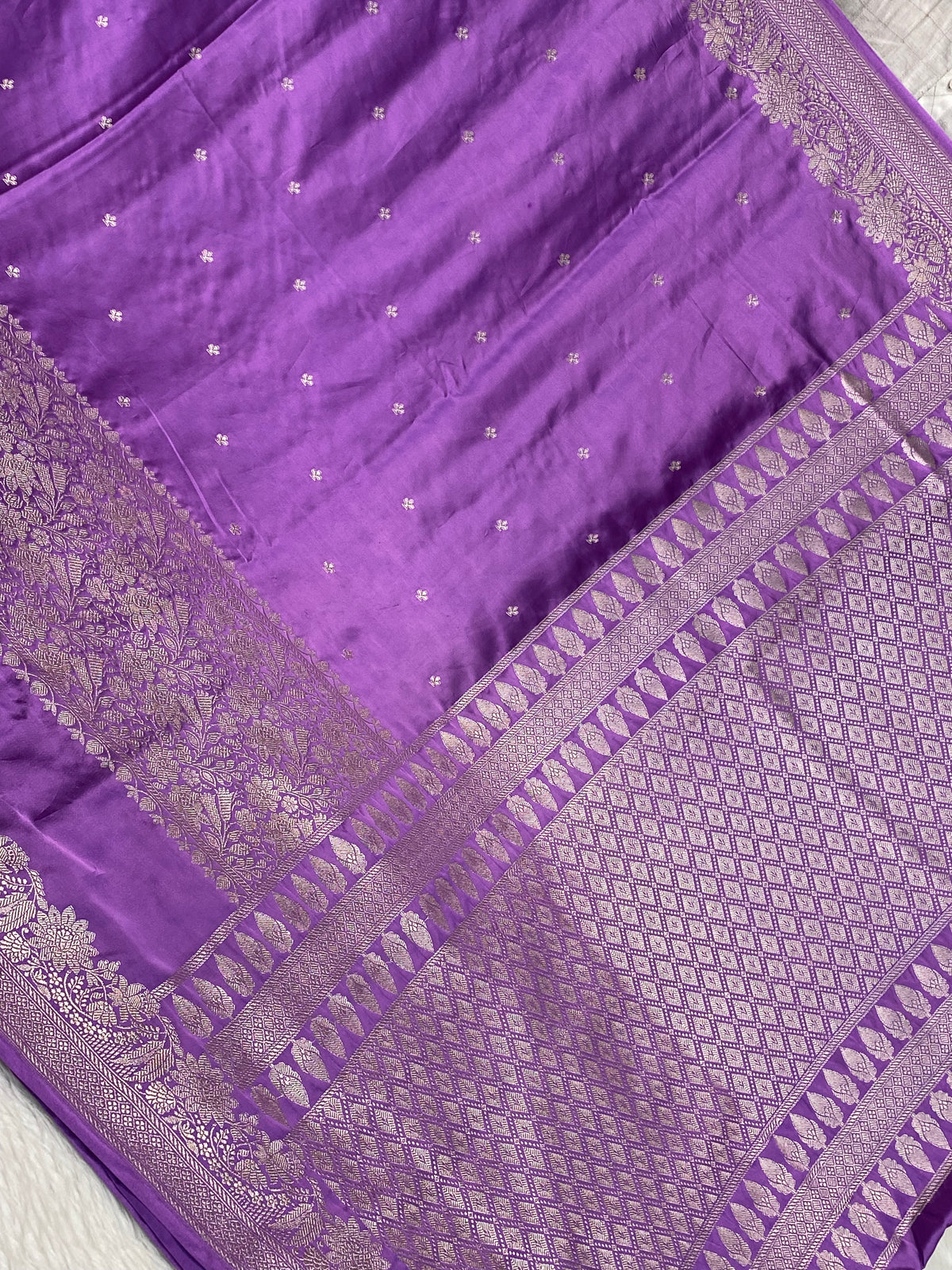 Lavender colour mashru silk banarasi saree