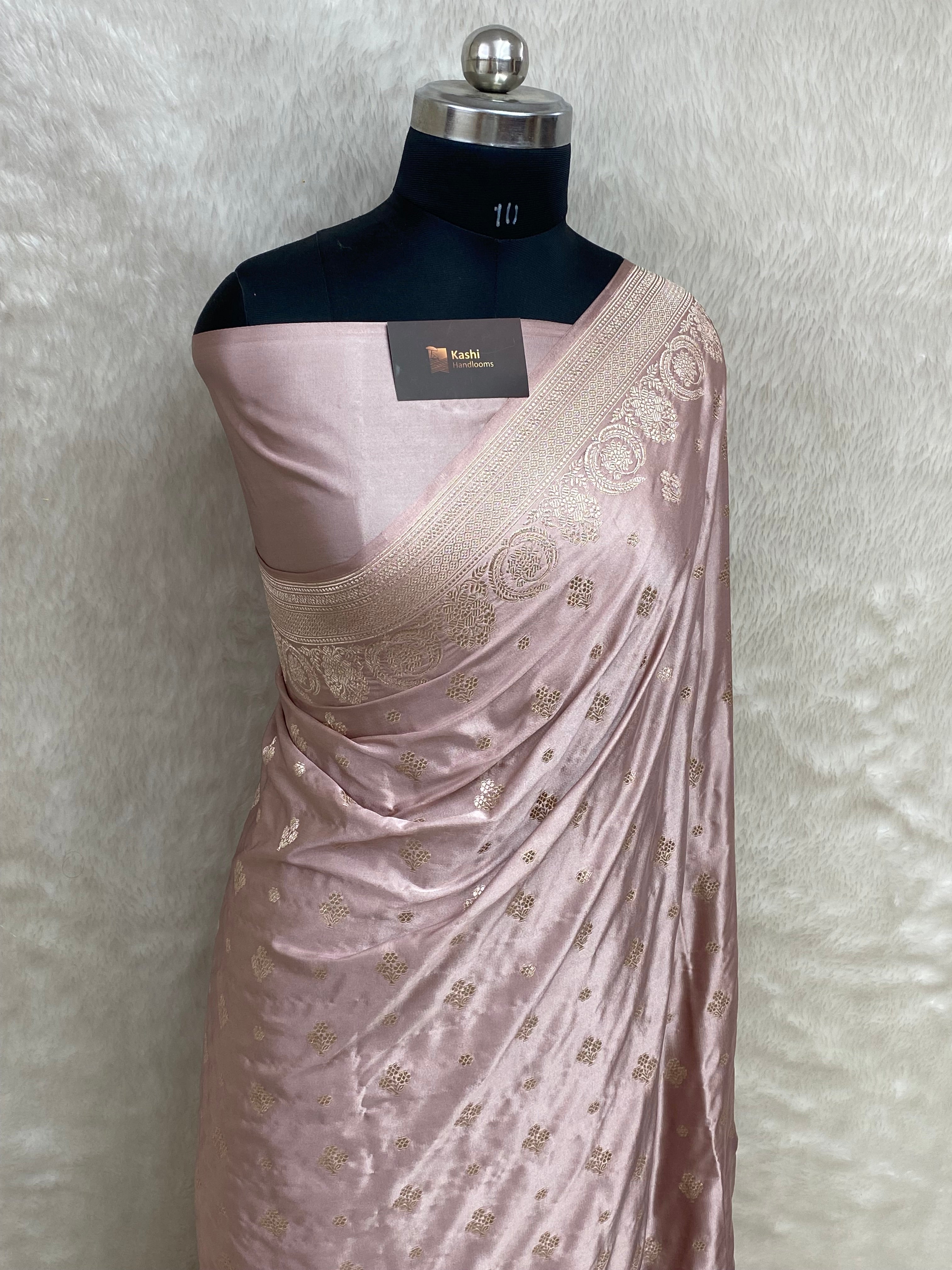 Light peach Mashru silk banarasi saree