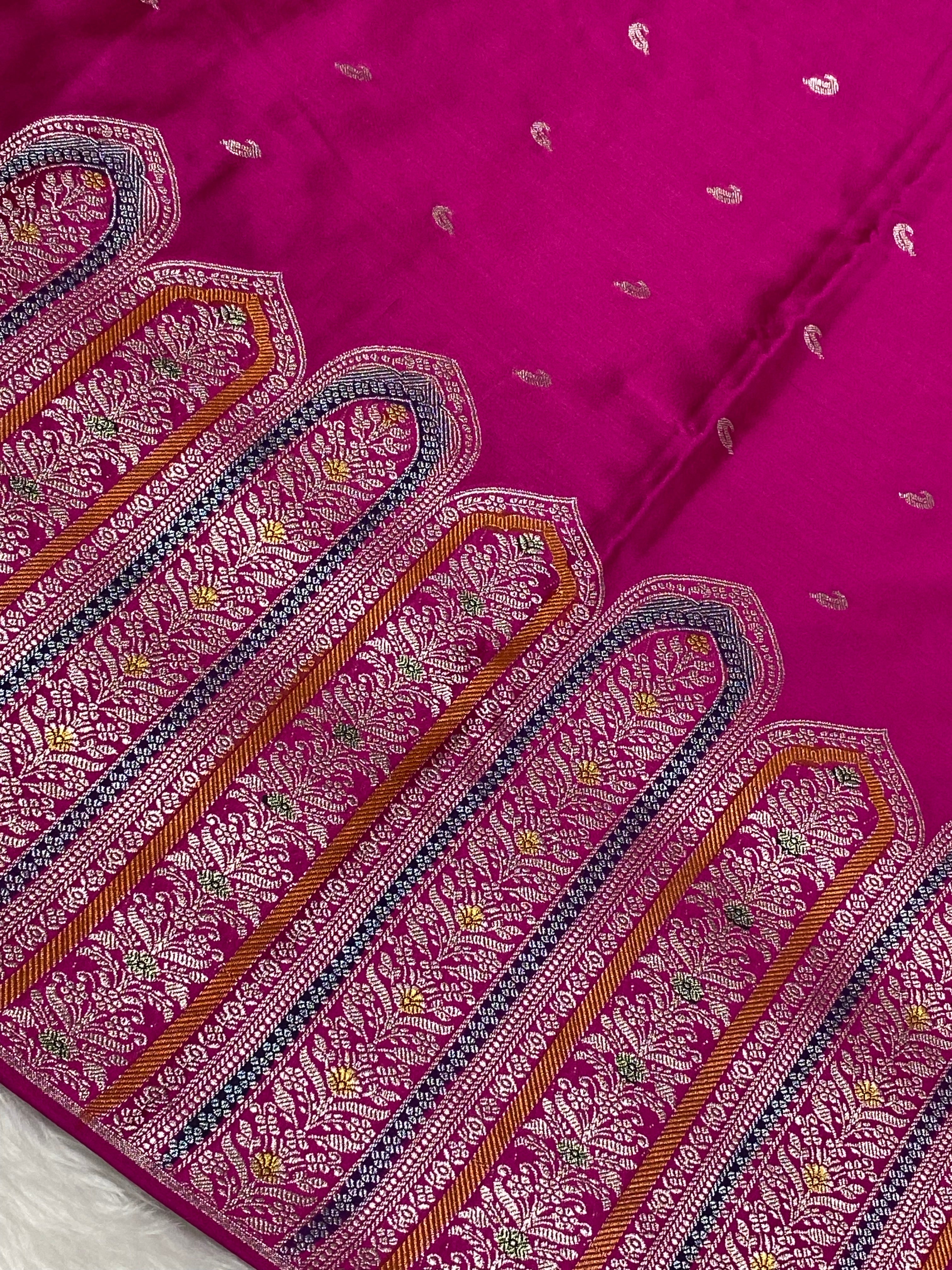 Rani Pink Mashru Silk Banarasi Saree