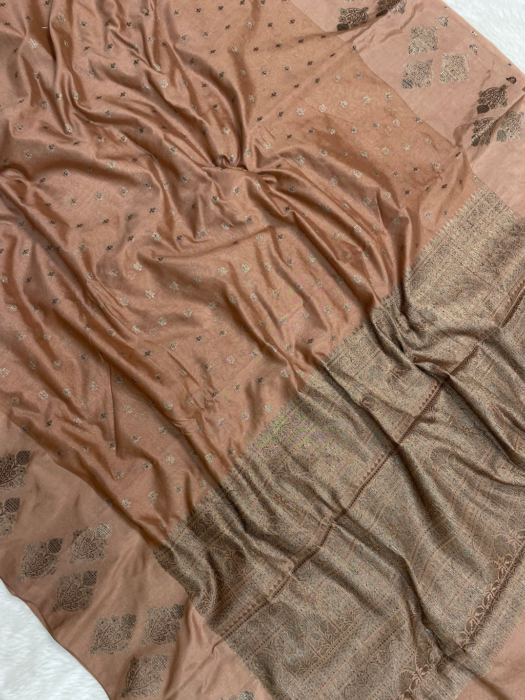 Peach Semi Georgette Cotton Banarasi Saree