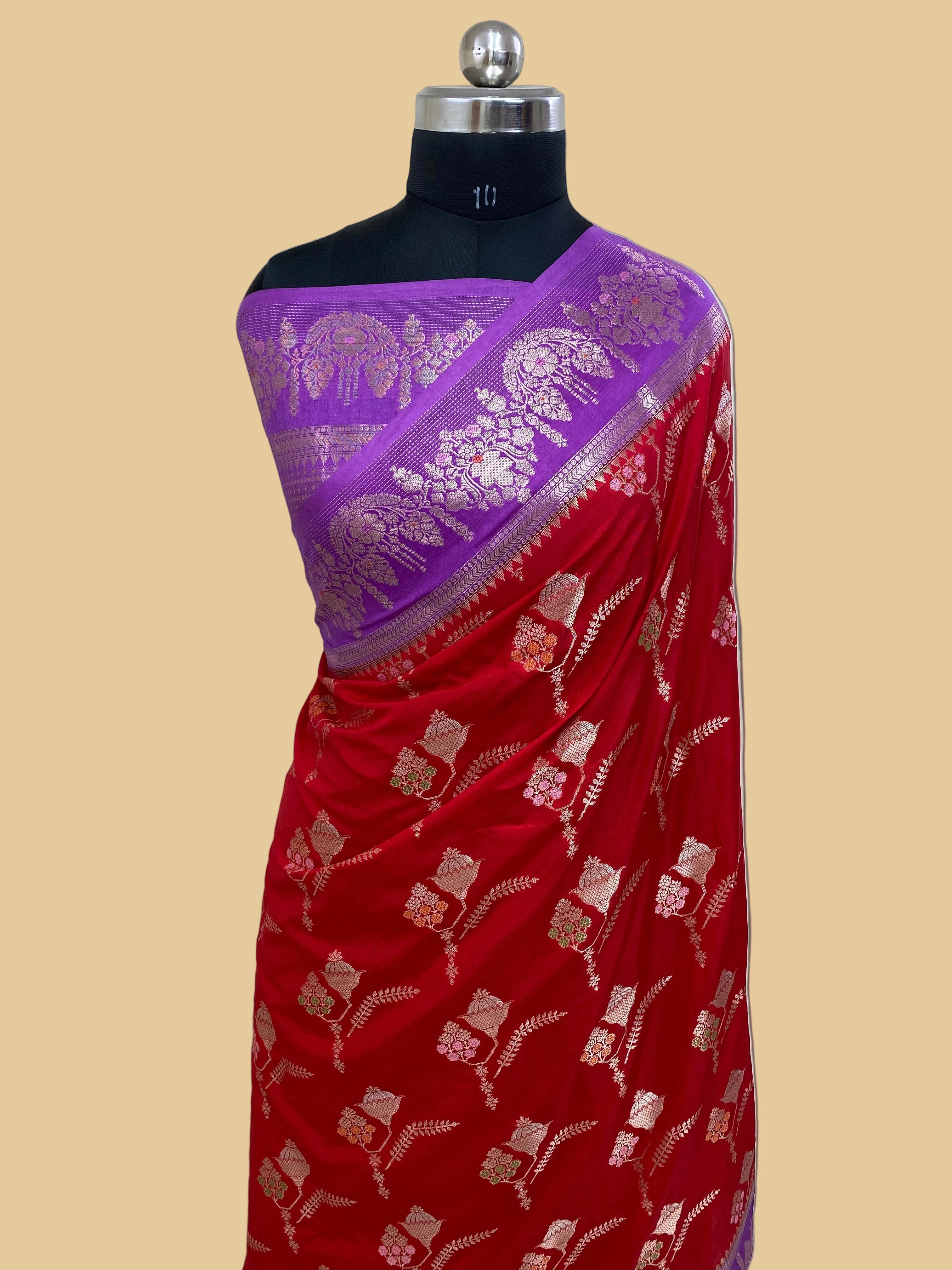 Red monga Silk Banarasi Saree