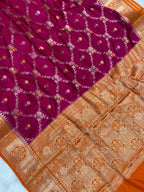 Rani monga Silk Banarasi Saree