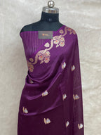 100% pure viscose Magenta Color Banarasi Saree