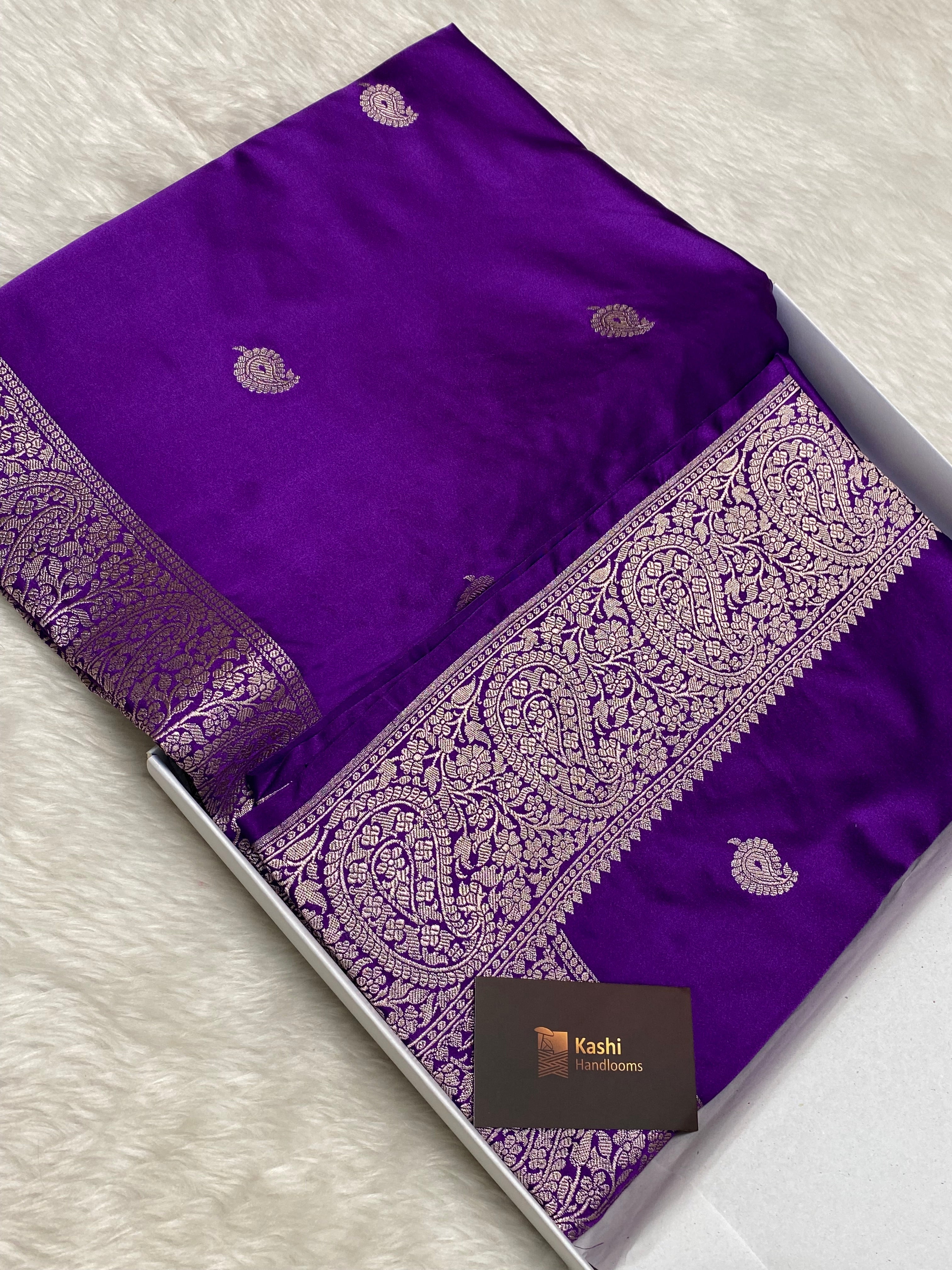 Purple Mashru Silk Banarasi Saree