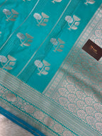 Sea green semi kataan Silk Banarasi Saree
