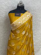 Mustard colour Mashru silk banarasi saree