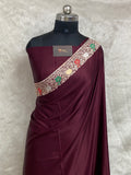 Wine Color Mashru silk Banarasi Saree