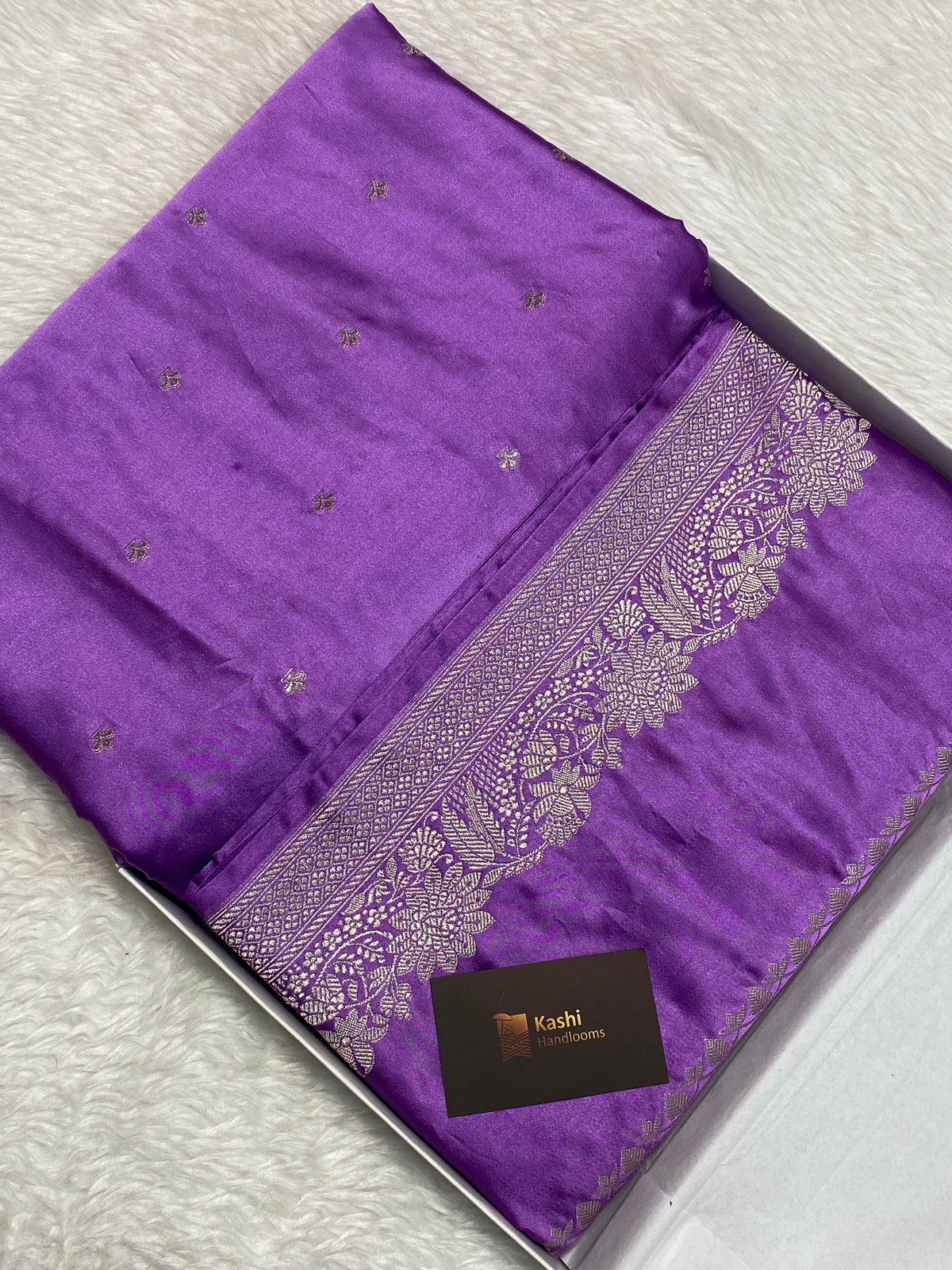 Lavender colour mashru silk banarasi saree