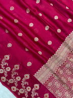 Rani semi Raw Mango  Banarasi Saree
