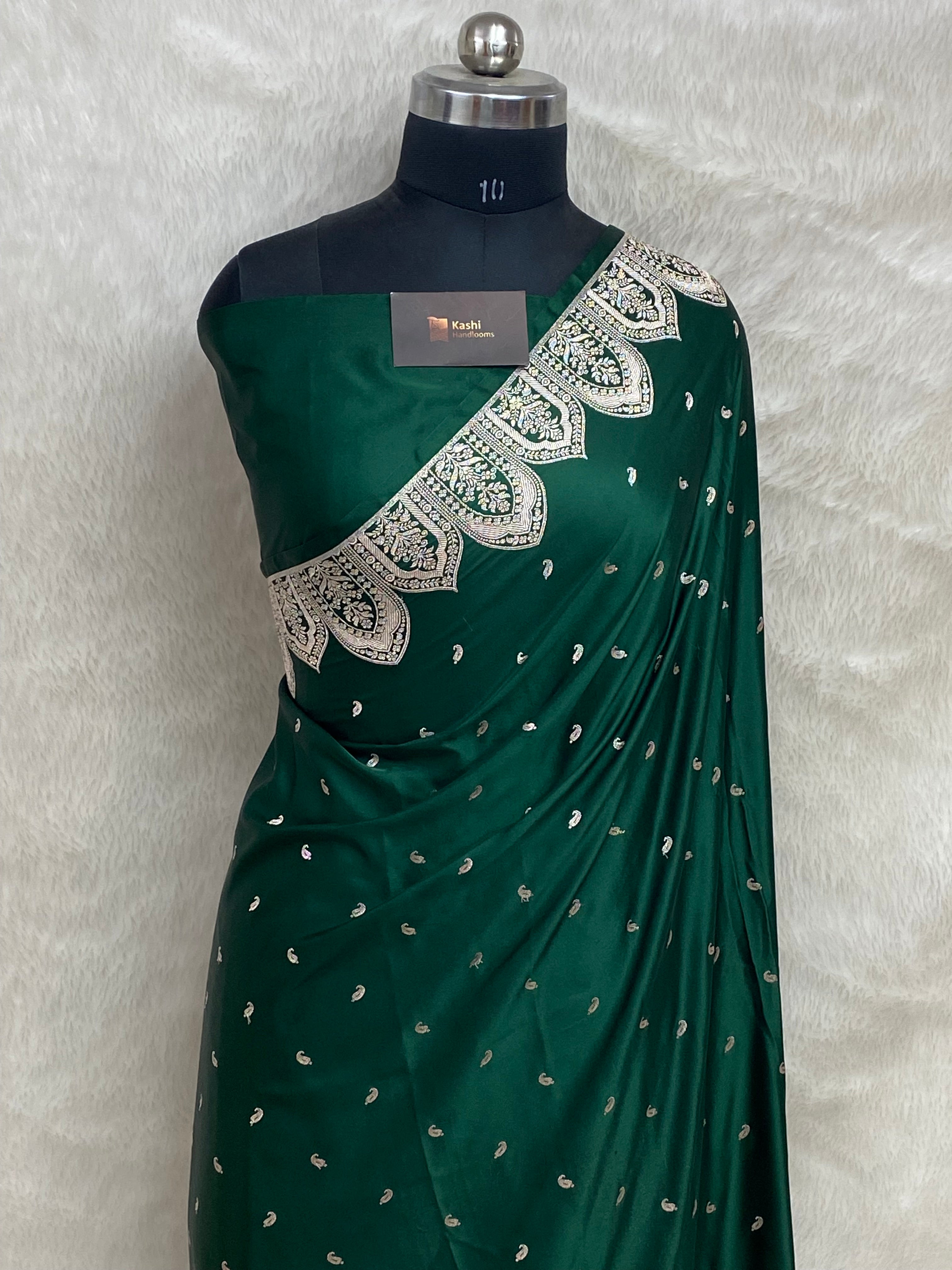 Green Color Mashru Silk Banarasi Saree