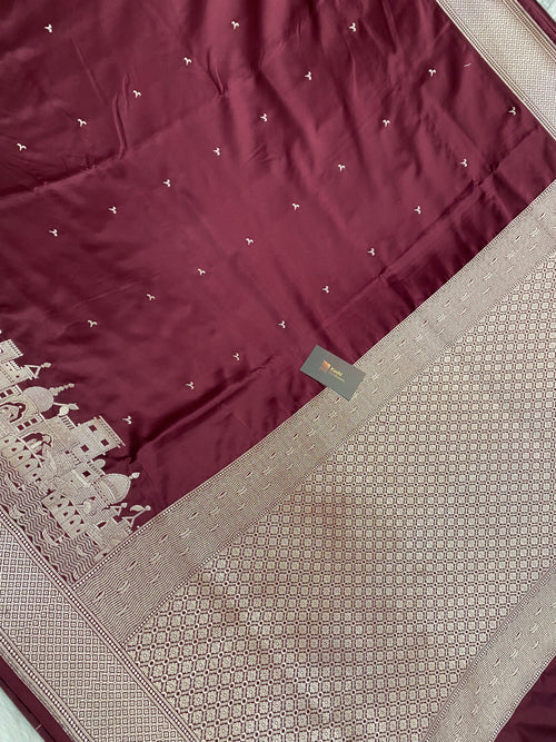 Wine color Ganga Ghat Banarasi Saree