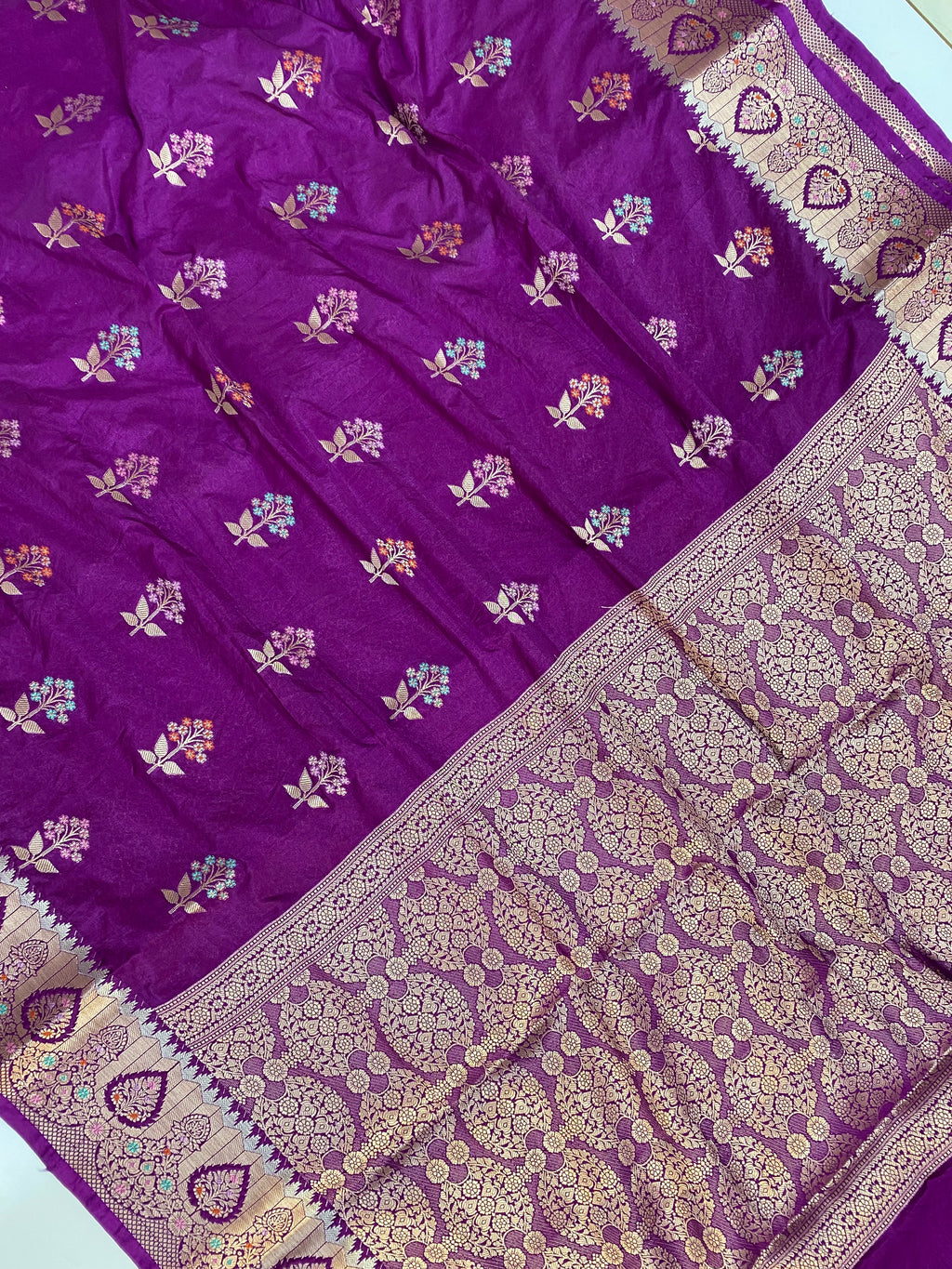 Margenta Tilfi Buta Banarasi Saree