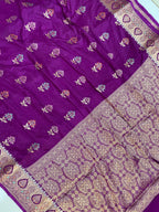 Margenta  Monga silk Tilfi Buta Banarasi Saree
