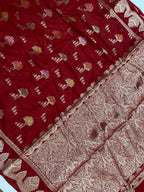 Red monga Silk minakari Banarasi Saree