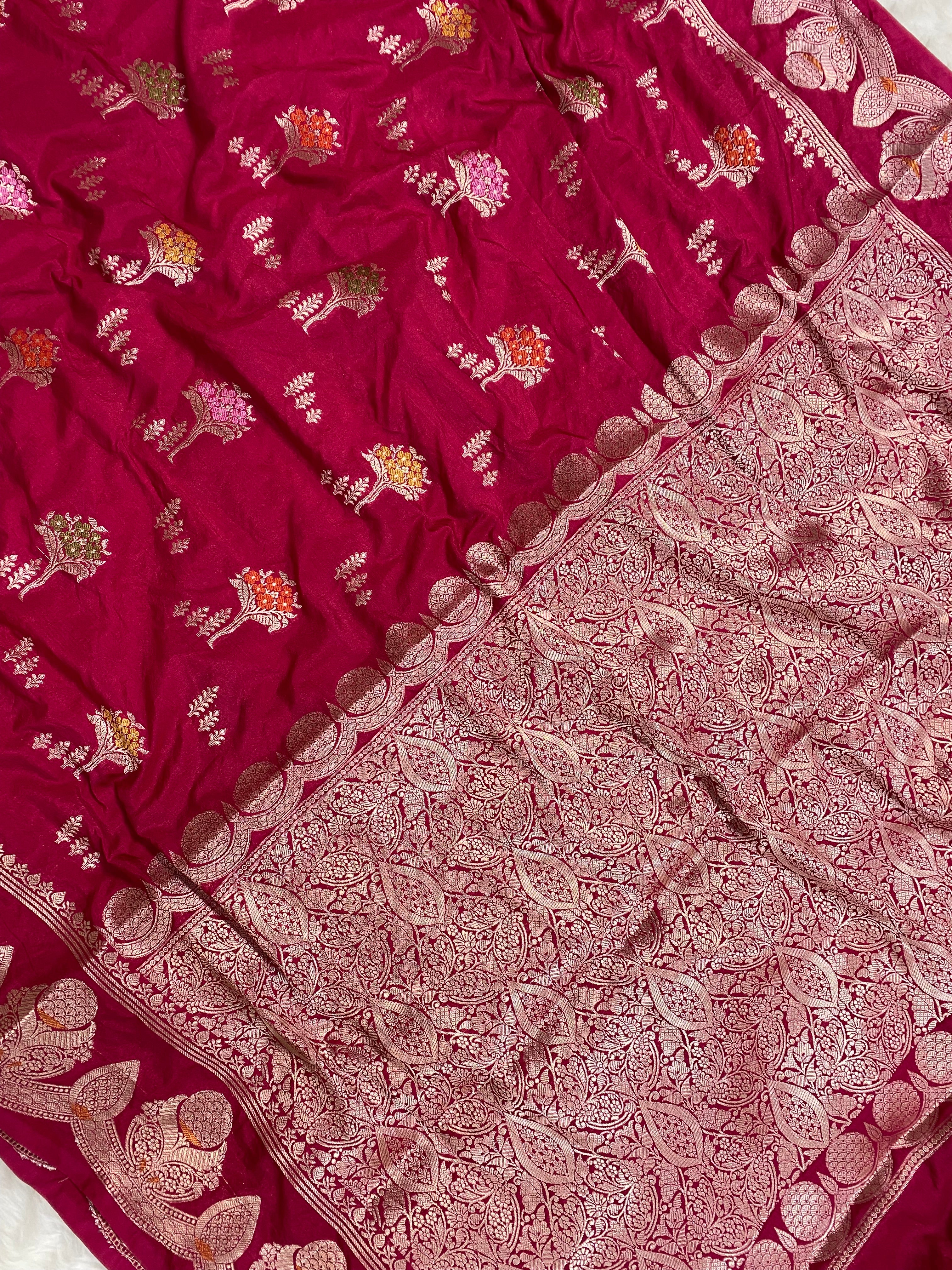Rani Color monga Silk Banarasi Saree