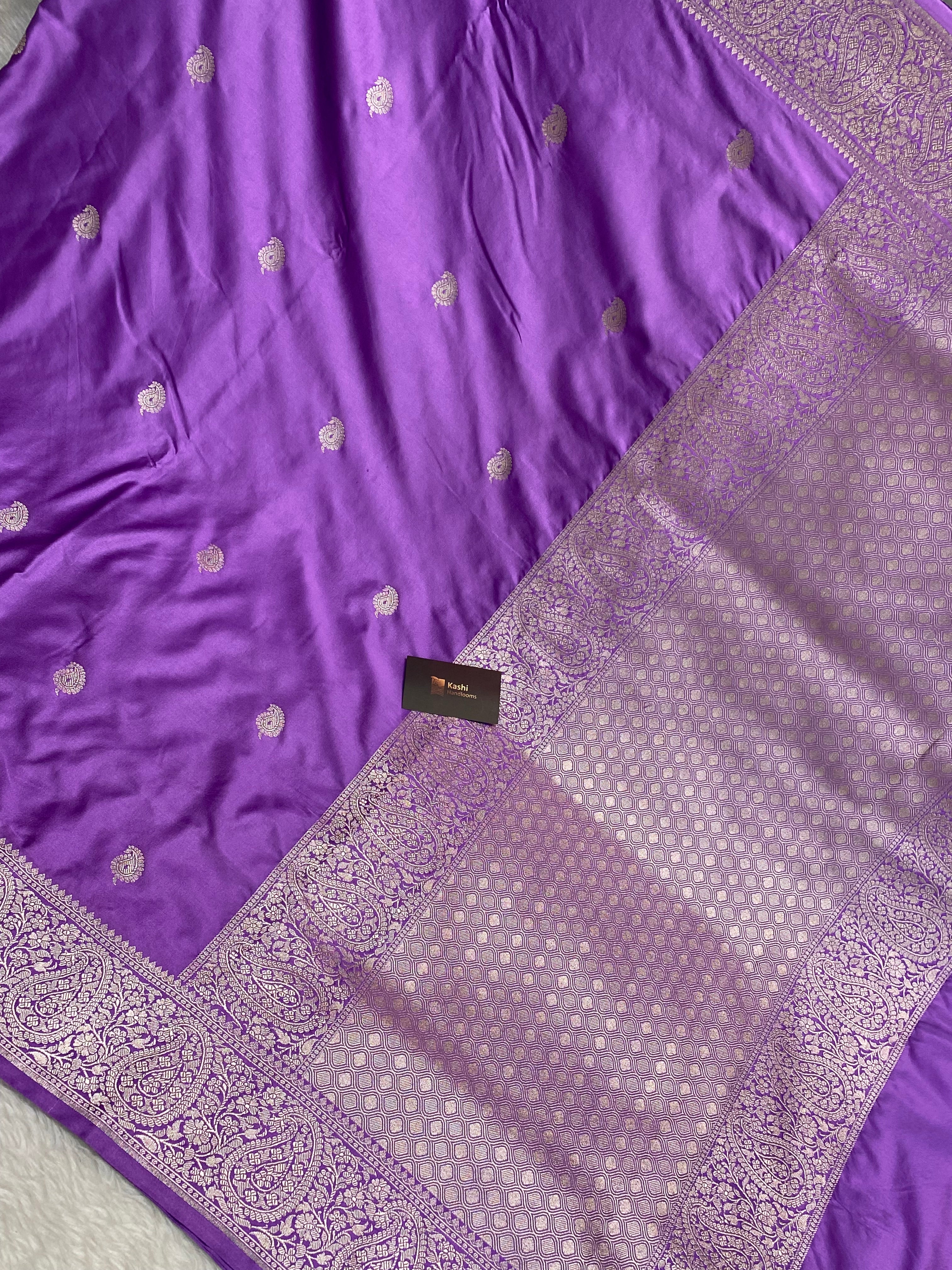 Lavender mashru silk banarasi saree