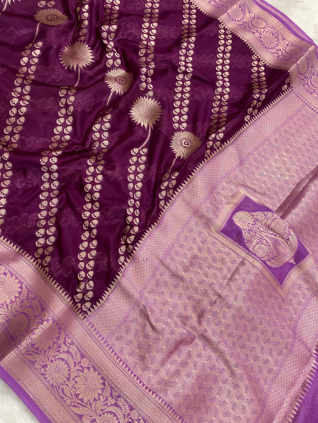 Magenta Crepe Silk Banarasi Saree