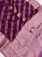Magenta crepe Silk Banarasi Saree