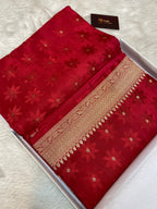 Pure viscose Red Color  Banarasi Saree