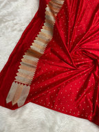 Royal red mashru katan Silk Banarasi Saree