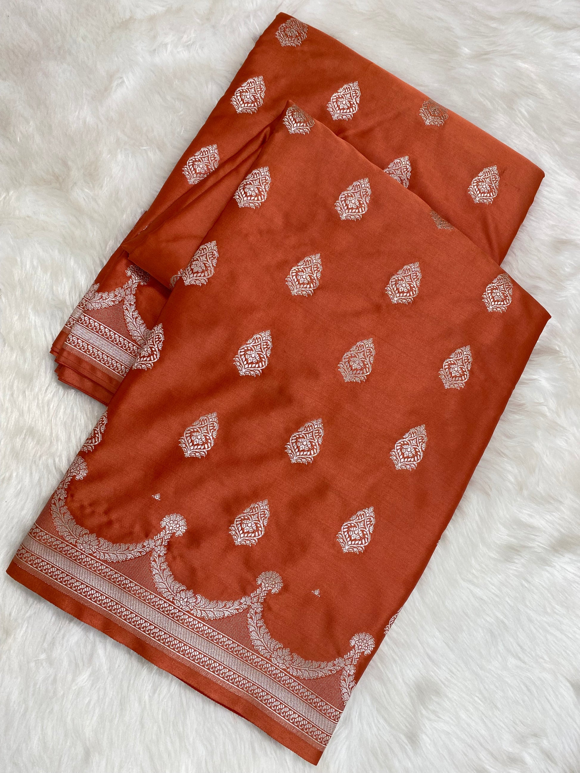 Orange Mashru Silk Banarasi Saree