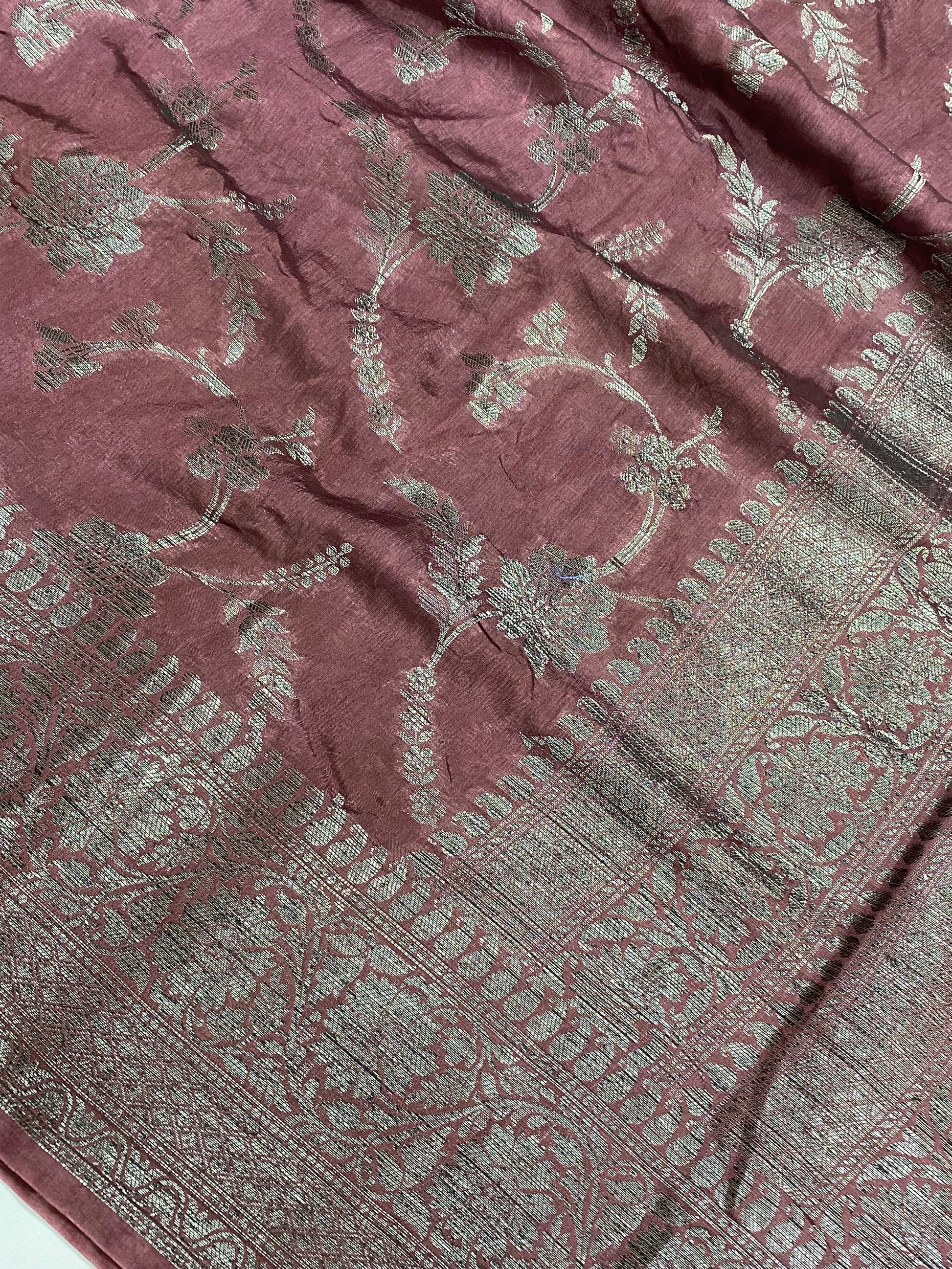 Wine Semi Georgette Banarasi Saree by Kashi handlooms