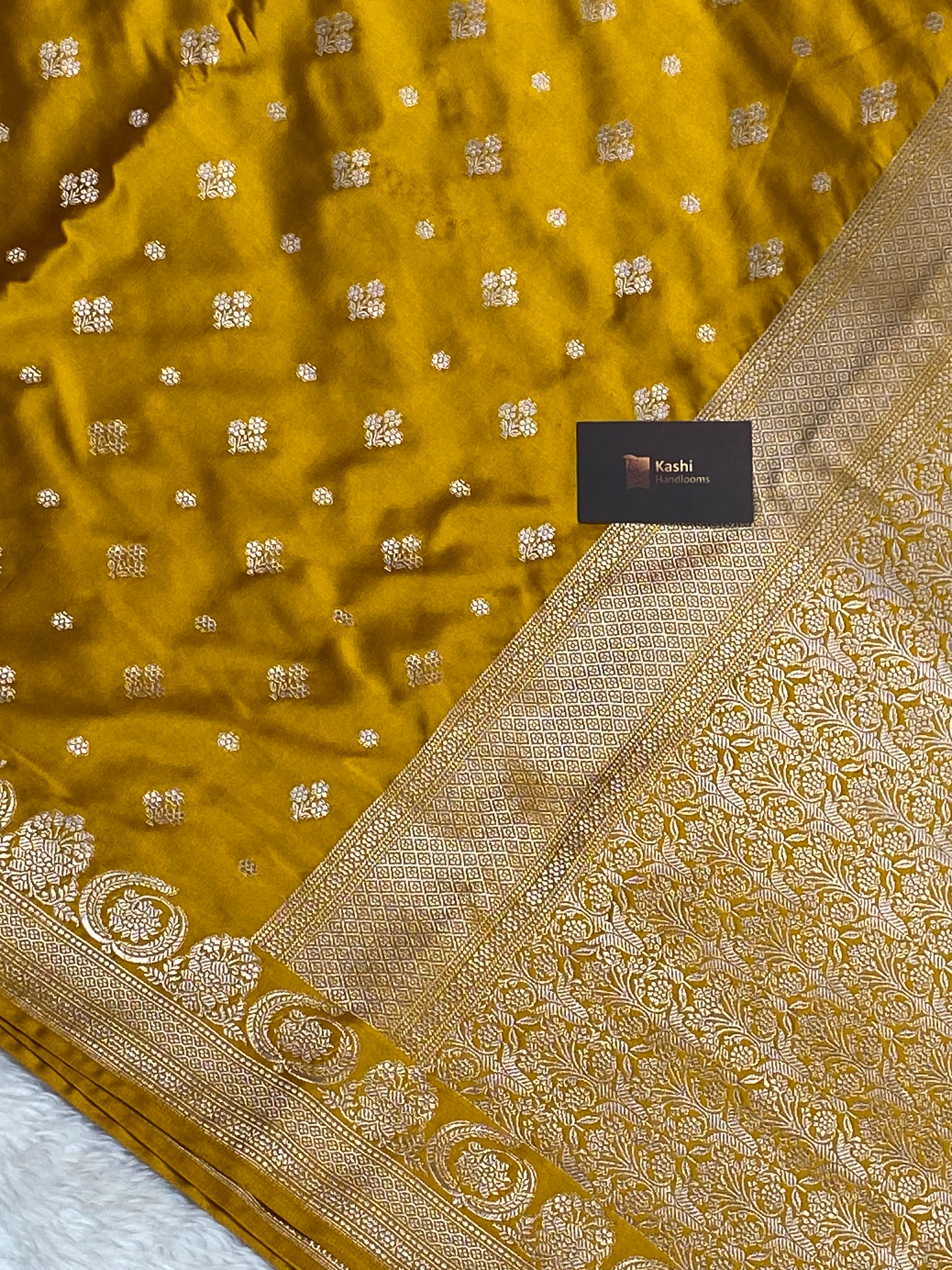 Musturd colour mashru silk banarasi saree
