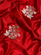 Red colour mashru silk Banarasi saree with butaa