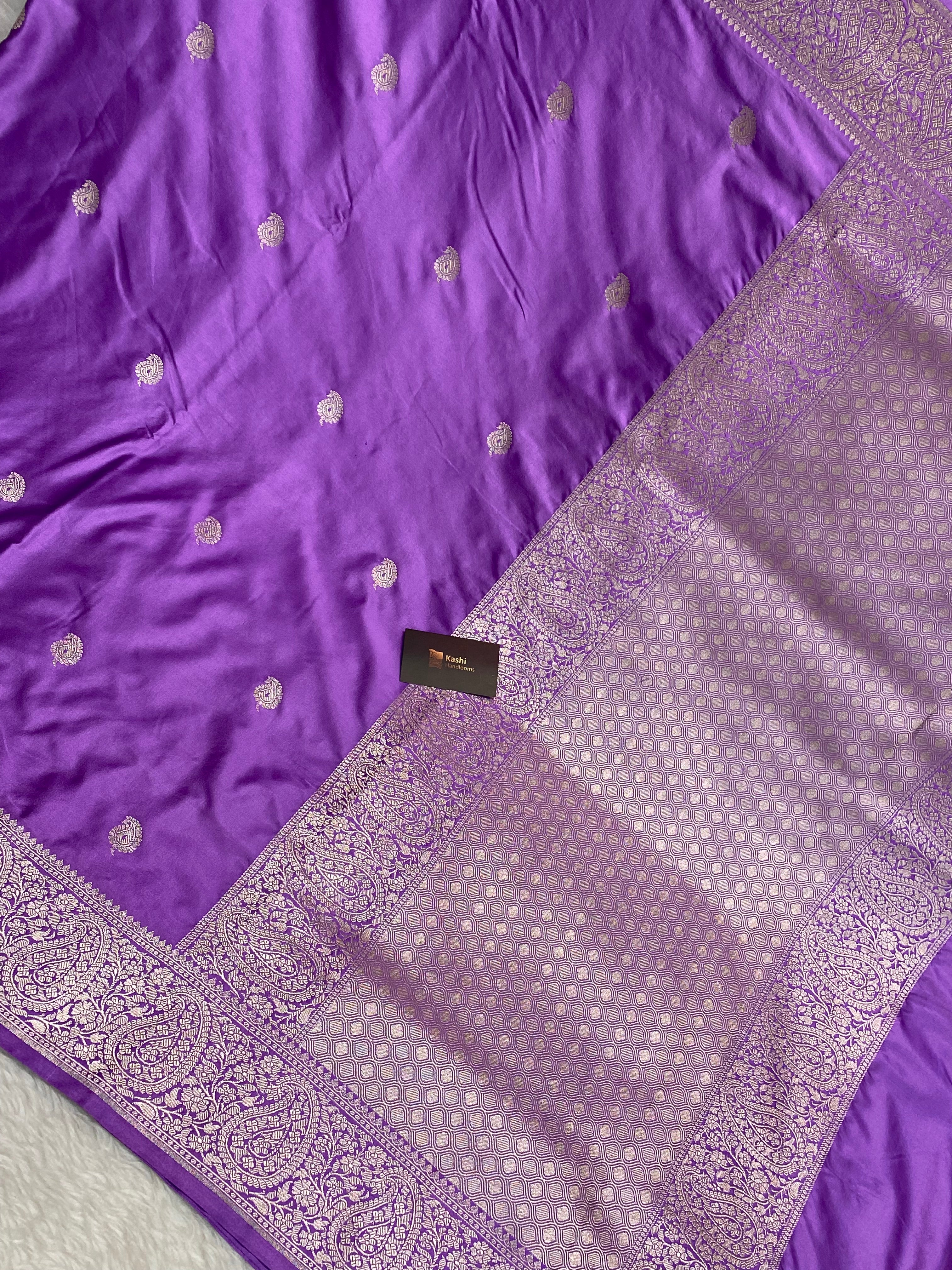 Lavender mashru silk banarasi saree